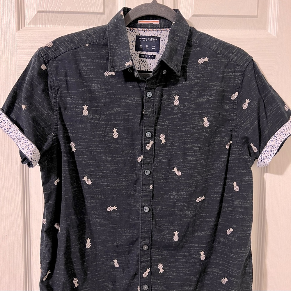 Denim & Flower Pineapple Button Down Shirt